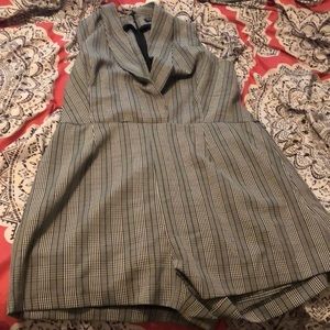 Plaid Romper Black/white/gray